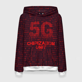 Женская толстовка 3D с принтом 5G Chipization unit в городе Новоалтайск, 100% полиэстер  | двухслойный капюшон со шнурком для регулировки, мягкие манжеты на рукавах и по низу толстовки, спереди карман-кенгуру с мягким внутренним слоем. | 5g | 5г | covid | covid 19 | sign | джи | заговора | заговоров | запрещающий | знак | излучение | коронавирус | лучи | облучение | остановите | остановите чипирование | против | противник | противники | пять