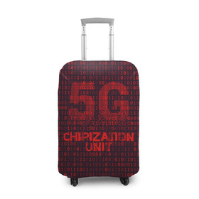 Чехол для чемодана 3D с принтом 5G Chipization unit в городе Новоалтайск, 86% полиэфир, 14% спандекс | двустороннее нанесение принта, прорези для ручек и колес | 5g | 5г | covid | covid 19 | sign | джи | заговора | заговоров | запрещающий | знак | излучение | коронавирус | лучи | облучение | остановите | остановите чипирование | против | противник | противники | пять