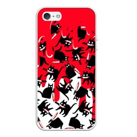 Чехол для iPhone 5/5S матовый с принтом WHAT CAT в городе Новоалтайск, Силикон | Область печати: задняя сторона чехла, без боковых панелей | Тематика изображения на принте: art | black | black cat | cat | dark | dark cat | what | what cat | what mem | арт | вопрос | интернет мем | кот | кот арт | кот мем | кошачье лицо | кошачья мордочка | мем | нож | прикол | прикольный кот | убица | чёрный | чёрный кот