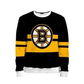 Детский свитшот 3D с принтом BOSTON BRUINS NHL в городе Новоалтайск, 100% полиэстер | свободная посадка, прямой крой, мягкая тканевая резинка на рукавах и понизу свитшота | Тематика изображения на принте: black | boston | bruins | hockey | ice | logo | nhl | sport | usa | бостон | брюинз | логотип | нхл | спорт | хоккей
