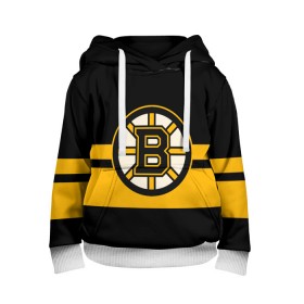 Детская толстовка 3D с принтом BOSTON BRUINS NHL в городе Новоалтайск, 100% полиэстер | двухслойный капюшон со шнурком для регулировки, мягкие манжеты на рукавах и по низу толстовки, спереди карман-кенгуру с мягким внутренним слоем | black | boston | bruins | hockey | ice | logo | nhl | sport | usa | бостон | брюинз | логотип | нхл | спорт | хоккей