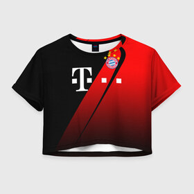 Женская футболка Crop-top 3D с принтом FC Bayern Munchen Форма в городе Новоалтайск, 100% полиэстер | круглая горловина, длина футболки до линии талии, рукава с отворотами | Тематика изображения на принте: bayern | bayern munchen | champions league | fc bayern munchen | germany | munchen | бавария | германия | левандовски | лига чемпионов | мюнхен | рибери | роббен
