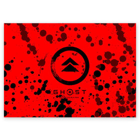 Поздравительная открытка с принтом GHOST OF TSUSHIMA в городе Новоалтайск, 100% бумага | плотность бумаги 280 г/м2, матовая, на обратной стороне линовка и место для марки
 | game | games | ghost | ghost of tsushima | japan | logo | samurai | symbol | tsushima | игра | игры | лого | логотипы | призрак | призрак цусимы | самураи | самурай | символ | символы | цусимы | япония | японская | японские | японский