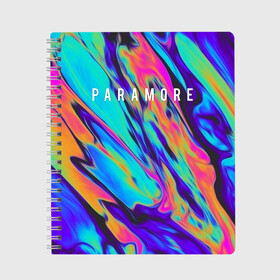 Тетрадь с принтом PARAMORE в городе Новоалтайск, 100% бумага | 48 листов, плотность листов — 60 г/м2, плотность картонной обложки — 250 г/м2. Листы скреплены сбоку удобной пружинной спиралью. Уголки страниц и обложки скругленные. Цвет линий — светло-серый
 | paramore | rock | twilight | парамор | рок | сумерки | хейли уильямс