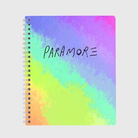 Тетрадь с принтом PARAMORE в городе Новоалтайск, 100% бумага | 48 листов, плотность листов — 60 г/м2, плотность картонной обложки — 250 г/м2. Листы скреплены сбоку удобной пружинной спиралью. Уголки страниц и обложки скругленные. Цвет линий — светло-серый
 | paramore | rock | twilight | парамор | рок | сумерки | хейли уильямс