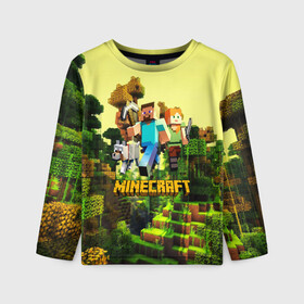 Детский лонгслив 3D с принтом MINECRAFT / МАЙНКРАФТ в городе Новоалтайск, 100% полиэстер | длинные рукава, круглый вырез горловины, полуприлегающий силуэт
 | craft | creeper | dungeon | dungeons | earth | game | logo | mine | minecraft | minecraft dungeons | mobile | online | дунгеонс | земля | зомби | игра | крипер | лого | майкрафт | майнкрафт | онлайн | подземелье