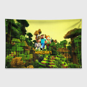 Флаг-баннер с принтом MINECRAFT МАЙНКРАФТ в городе Новоалтайск, 100% полиэстер | размер 67 х 109 см, плотность ткани — 95 г/м2; по краям флага есть четыре люверса для крепления | craft | creeper | dungeon | dungeons | earth | game | logo | mine | minecraft | minecraft dungeons | mobile | online | дунгеонс | земля | зомби | игра | крипер | лого | майкрафт | майнкрафт | онлайн | подземелье