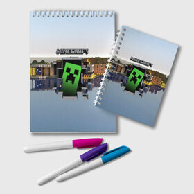 Блокнот с принтом MINECRAFT МАЙНКРАФТ в городе Новоалтайск, 100% бумага | 48 листов, плотность листов — 60 г/м2, плотность картонной обложки — 250 г/м2. Листы скреплены удобной пружинной спиралью. Цвет линий — светло-серый
 | craft | creeper | dungeon | dungeons | earth | game | logo | mine | minecraft | minecraft dungeons | mobile | online | дунгеонс | земля | зомби | игра | крипер | лого | майкрафт | майнкрафт | онлайн | подземелье