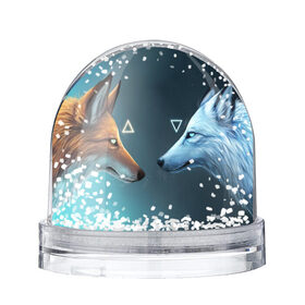 Снежный шар с принтом ЛИСА И ВОЛК(D) в городе Новоалтайск, Пластик | Изображение внутри шара печатается на глянцевой фотобумаге с двух сторон | Тематика изображения на принте: wolf | волк | волки | волчица | животные | одинокий волк