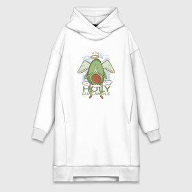 Платье-худи хлопок с принтом Holy Guacamole в городе Новоалтайск,  |  | avocado | church | fun | guacamole | holy | nimbus | авокадо | адвокадо | гуакамоле | гуакомоле | из авокадо | исповедь | молитва | молится | на облаке | нимб | освященный | прикол | с косточной | с нимбом | святое | святой