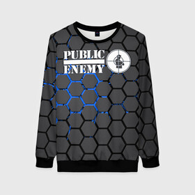 Женский свитшот 3D с принтом PUBLIC ENEMY в городе Новоалтайск, 100% полиэстер с мягким внутренним слоем | круглый вырез горловины, мягкая резинка на манжетах и поясе, свободная посадка по фигуре | public enemy | rap | музыка | паблик энеми | рэп