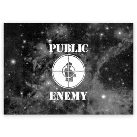 Поздравительная открытка с принтом PUBLIC ENEMY в городе Новоалтайск, 100% бумага | плотность бумаги 280 г/м2, матовая, на обратной стороне линовка и место для марки
 | public enemy | rap | музыка | паблик энеми | рэп