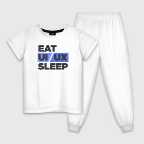 Детская пижама хлопок с принтом Eat UI UX Sleep в городе Новоалтайск, 100% хлопок |  брюки и футболка прямого кроя, без карманов, на брюках мягкая резинка на поясе и по низу штанин
 | cmyk | design | designer | illustrator | photoshop | rgb | ui | ui ux | ux | дезигнер | дизайн | дизанер | ргб