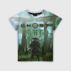 Детская футболка 3D с принтом Ghost of Tsushima  в городе Новоалтайск, 100% гипоаллергенный полиэфир | прямой крой, круглый вырез горловины, длина до линии бедер, чуть спущенное плечо, ткань немного тянется | games | ghost of tsushima | ronin | samurai | игры | призрак цусимы | ронин | самурай