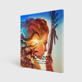 Холст квадратный с принтом Horizon Forbidden West в городе Новоалтайск, 100% ПВХ |  | aloy | guerrilla games | horizon forbidden west | hunt | zero dawn | горизонт | запретный запад | игры | нулевой рассвет | охота | элой