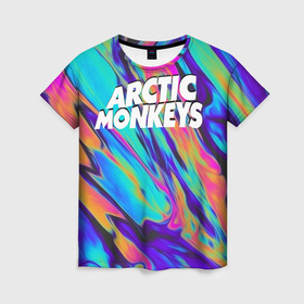 Женская футболка 3D с принтом ARCTIC MONKEYS в городе Новоалтайск, 100% полиэфир ( синтетическое хлопкоподобное полотно) | прямой крой, круглый вырез горловины, длина до линии бедер | alex turner | arctic monkeys | rock | алекс тернер | арктик манкис | рок