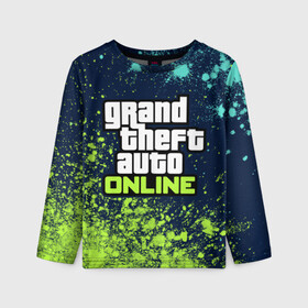 Детский лонгслив 3D с принтом GTA ONLINE ГТА ОНЛАЙН в городе Новоалтайск, 100% полиэстер | длинные рукава, круглый вырез горловины, полуприлегающий силуэт
 | andreas | auto | game | games | grand | gta | gta 5 | gta online | gta5 | gtaonline | logo | online | san | theft | unf | автоугонщик | андреас | великий | гта | гта 5 | гта онлайн | гта5 | гтаонлайн | игра | игры | лого | логотипы | онлайн | пеф