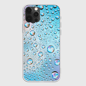 Чехол для iPhone 12 Pro Max с принтом Капли голубой роса стекло вода в городе Новоалтайск, Силикон |  | вода | градиент | для всех | дождь | капли | летний | на каждый день | обычный | окно | поверхность | повседневный | размытость | роса | стекло