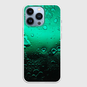 Чехол для iPhone 13 Pro с принтом Зеленые капли клетки в городе Новоалтайск,  |  | Тематика изображения на принте: биология | вода | градиент | для всех | дождь | капли | клетки | летний | на каждый день | обычный | окно | поверхность | повседневный | размытость | роса | стекло