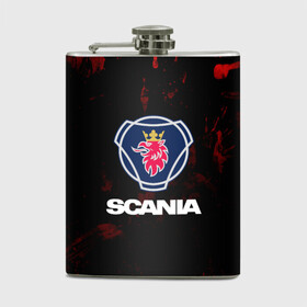 Фляга с принтом Scania в городе Новоалтайск, металлический корпус | емкость 0,22 л, размер 125 х 94 мм. Виниловая наклейка запечатывается полностью | scania | автобус | грузовик | дальнобой | дальнобойщик | лев | скания | фура | шведское авто
