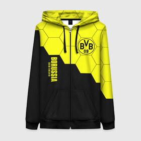 Женская толстовка 3D на молнии с принтом Borussia Dortmund в городе Новоалтайск, 100% полиэстер | длина до линии бедра, манжеты и пояс оформлены мягкой тканевой резинкой, двухслойный капюшон со шнурком для регулировки, спереди молния, по бокам два кармана | borussia | bvb | dortmund | fifa | football | soccer | uefa | боруссия | германия | клуб | лига | матч | мяч | спорт | уефа | фифа | футбол | шмельцер