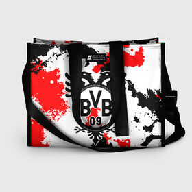 Сумка-шоппер 3D с принтом FC Borussia в городе Новоалтайск, 100% полиэстер | застегивается на металлическую кнопку; внутренний карман застегивается на молнию. Стенки укреплены специальным мягким материалом, чтобы защитить содержимое от несильных ударов
 | football | germany | sancho dortmund | soccer | бавария | боруссия | дортмунд | лига чемпионов | псж | футбол | холанд | эрлинг холанд