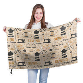 Флаг 3D с принтом sewing в городе Новоалтайск, 100% полиэстер | плотность ткани — 95 г/м2, размер — 67 х 109 см. Принт наносится с одной стороны | handmade | иголка | инструменты для шитья | хэндмэйд | швея | шить