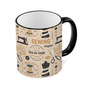 Кружка с принтом sewing в городе Новоалтайск, керамика | ёмкость 330 мл | handmade | иголка | инструменты для шитья | хэндмэйд | швея | шить