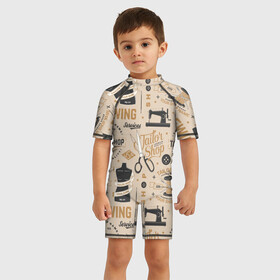 Детский купальный костюм 3D с принтом sewing в городе Новоалтайск, Полиэстер 85%, Спандекс 15% | застежка на молнии на спине | handmade | иголка | инструменты для шитья | хэндмэйд | швея | шить