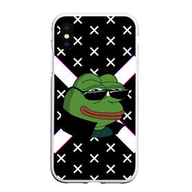 Чехол для iPhone XS Max матовый с принтом Pepe в очках EZ в городе Новоалтайск, Силикон | Область печати: задняя сторона чехла, без боковых панелей | ez | glitch | pepe | pepe frog | pepe в очках | silvername | twitch emout | жабка в очках | крестики