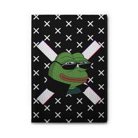 Обложка для автодокументов с принтом Pepe в очках EZ в городе Новоалтайск, натуральная кожа |  размер 19,9*13 см; внутри 4 больших “конверта” для документов и один маленький отдел — туда идеально встанут права | ez | glitch | pepe | pepe frog | pepe в очках | silvername | twitch emout | жабка в очках | крестики