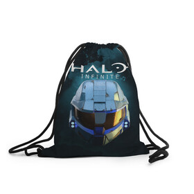 Рюкзак-мешок 3D с принтом Halo Infinite в городе Новоалтайск, 100% полиэстер | плотность ткани — 200 г/м2, размер — 35 х 45 см; лямки — толстые шнурки, застежка на шнуровке, без карманов и подкладки | fp | halo | halo infinite | master chief | microsoft | skull | игра | мастер чиф | сияние | спартанец 117 | череп | шутер