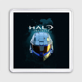 Магнит 55*55 с принтом Halo Infinite в городе Новоалтайск, Пластик | Размер: 65*65 мм; Размер печати: 55*55 мм | Тематика изображения на принте: fp | halo | halo infinite | master chief | microsoft | skull | игра | мастер чиф | сияние | спартанец 117 | череп | шутер