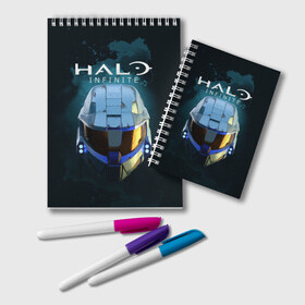 Блокнот с принтом Halo Infinite в городе Новоалтайск, 100% бумага | 48 листов, плотность листов — 60 г/м2, плотность картонной обложки — 250 г/м2. Листы скреплены удобной пружинной спиралью. Цвет линий — светло-серый
 | fp | halo | halo infinite | master chief | microsoft | skull | игра | мастер чиф | сияние | спартанец 117 | череп | шутер