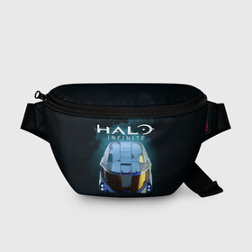 Поясная сумка 3D с принтом Halo Infinite в городе Новоалтайск, 100% полиэстер | плотная ткань, ремень с регулируемой длиной, внутри несколько карманов для мелочей, основное отделение и карман с обратной стороны сумки застегиваются на молнию | fp | halo | halo infinite | master chief | microsoft | skull | игра | мастер чиф | сияние | спартанец 117 | череп | шутер
