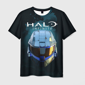 Мужская футболка 3D с принтом Halo Infinite в городе Новоалтайск, 100% полиэфир | прямой крой, круглый вырез горловины, длина до линии бедер | fp | halo | halo infinite | master chief | microsoft | skull | игра | мастер чиф | сияние | спартанец 117 | череп | шутер