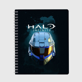 Тетрадь с принтом Halo Infinite в городе Новоалтайск, 100% бумага | 48 листов, плотность листов — 60 г/м2, плотность картонной обложки — 250 г/м2. Листы скреплены сбоку удобной пружинной спиралью. Уголки страниц и обложки скругленные. Цвет линий — светло-серый
 | fp | halo | halo infinite | master chief | microsoft | skull | игра | мастер чиф | сияние | спартанец 117 | череп | шутер