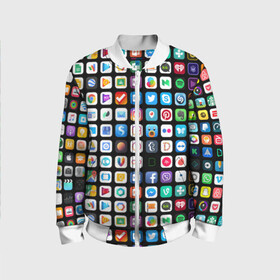 Детский бомбер 3D с принтом Iphone and Apps Icons в городе Новоалтайск, 100% полиэстер | застегивается на молнию, по бокам два кармана без застежек, мягкие манжеты, по низу бомбера и на воротнике — эластичная резинка | android | apk | apps | icon | iphone | iphone and apps icons | social | айфон | андроид | значок | приложение