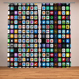 Фотошторы с принтом Iphone and Apps Icons в городе Новоалтайск, Блэкаут (светозащита 90%) / Габардин (светозащита 40% | 2 полотна шириной по 145 см; Высота 200-300 см; Крепление: шторная лента (на крючки); | android | apk | apps | icon | iphone | iphone and apps icons | social | айфон | андроид | значок | приложение