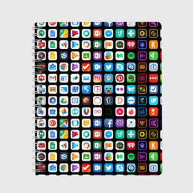 Тетрадь с принтом Iphone and Apps Icons в городе Новоалтайск, 100% бумага | 48 листов, плотность листов — 60 г/м2, плотность картонной обложки — 250 г/м2. Листы скреплены сбоку удобной пружинной спиралью. Уголки страниц и обложки скругленные. Цвет линий — светло-серый
 | android | apk | apps | icon | iphone | iphone and apps icons | social | айфон | андроид | значок | приложение