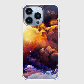 Чехол для iPhone 13 Pro с принтом Яркий свет в городе Новоалтайск,  |  | Тематика изображения на принте: арт | желтый | звёзды | космос | красный | облако | оранжевый | синий | сияние | фиолетовый | яркие цвета