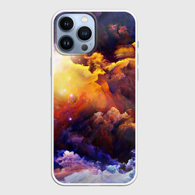 Чехол для iPhone 13 Pro Max с принтом Яркий свет в городе Новоалтайск,  |  | Тематика изображения на принте: арт | желтый | звёзды | космос | красный | облако | оранжевый | синий | сияние | фиолетовый | яркие цвета