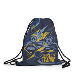 Рюкзак-мешок 3D с принтом Justice League в городе Новоалтайск, 100% полиэстер | плотность ткани — 200 г/м2, размер — 35 х 45 см; лямки — толстые шнурки, застежка на шнуровке, без карманов и подкладки | justice league movie | vdpartat | геометрия | знаки | лига справедливости | логотипы | символы