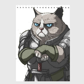 Скетчбук с принтом Grumpy Cat в городе Новоалтайск, 100% бумага
 | 48 листов, плотность листов — 100 г/м2, плотность картонной обложки — 250 г/м2. Листы скреплены сверху удобной пружинной спиралью | grumpy cat | грустный кот | доспехи | кот | кот в доспехах | кот воин | кот рыцарь | суровый кот