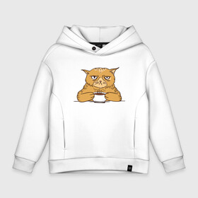 Детское худи Oversize хлопок с принтом Grumpy Cat Coffee в городе Новоалтайск, френч-терри — 70% хлопок, 30% полиэстер. Мягкий теплый начес внутри —100% хлопок | боковые карманы, эластичные манжеты и нижняя кромка, капюшон на магнитной кнопке | Тематика изображения на принте: cat | coffee | grumpy | hot | kitten | kitty | pussycat | ароматный | горячий | грампи | злой | киса | кот | котик | котэ | кофе | кофеек | кошка | кружка | милый | не выспался | недовольный | прикол | сердитый | сонный | чашка