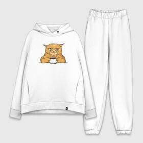 Женский костюм хлопок Oversize с принтом Grumpy Cat Coffee в городе Новоалтайск,  |  | cat | coffee | grumpy | hot | kitten | kitty | pussycat | ароматный | горячий | грампи | злой | киса | кот | котик | котэ | кофе | кофеек | кошка | кружка | милый | не выспался | недовольный | прикол | сердитый | сонный | чашка