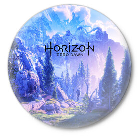 Значок с принтом Horizon Zero Dawn в городе Новоалтайск,  металл | круглая форма, металлическая застежка в виде булавки | aloy | antasy girl | art | artwork | digital art | fantasy | horizon | horizon: zero dawn | landscape | tallneck | warrior fantasy | weapon | zero dawn