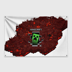 Флаг-баннер с принтом MINECRAFT в городе Новоалтайск, 100% полиэстер | размер 67 х 109 см, плотность ткани — 95 г/м2; по краям флага есть четыре люверса для крепления | craft | creeper | dungeon | dungeons | earth | game | logo | mine | minecraft | minecraft dungeons | mobile | online | дунгеонс | земля | зомби | игра | крипер | лого | майкрафт | майнкрафт | онлайн | подземелье