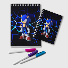 Блокнот с принтом Sonic в городе Новоалтайск, 100% бумага | 48 листов, плотность листов — 60 г/м2, плотность картонной обложки — 250 г/м2. Листы скреплены удобной пружинной спиралью. Цвет линий — светло-серый
 | Тематика изображения на принте: boom | cartoon | game | neon | playstation | sonic | броня | бум | герой | детские | дракон | еж | ежик | животные | звери | игра | лесные | малыш | молнии | мультфильм | мультяшный | неоновый | приключения | сияние | соник
