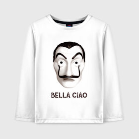 Детский лонгслив хлопок с принтом BELLA CIAO в городе Новоалтайск, 100% хлопок | круглый вырез горловины, полуприлегающий силуэт, длина до линии бедер | bella ciao | бумажный дома | деньги | сериал